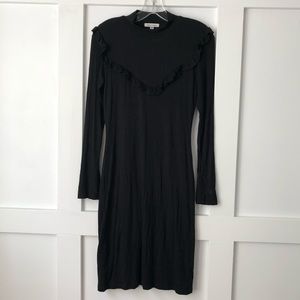 Velvet Torch Long Sleeve Mock Neck Ruffle Dress